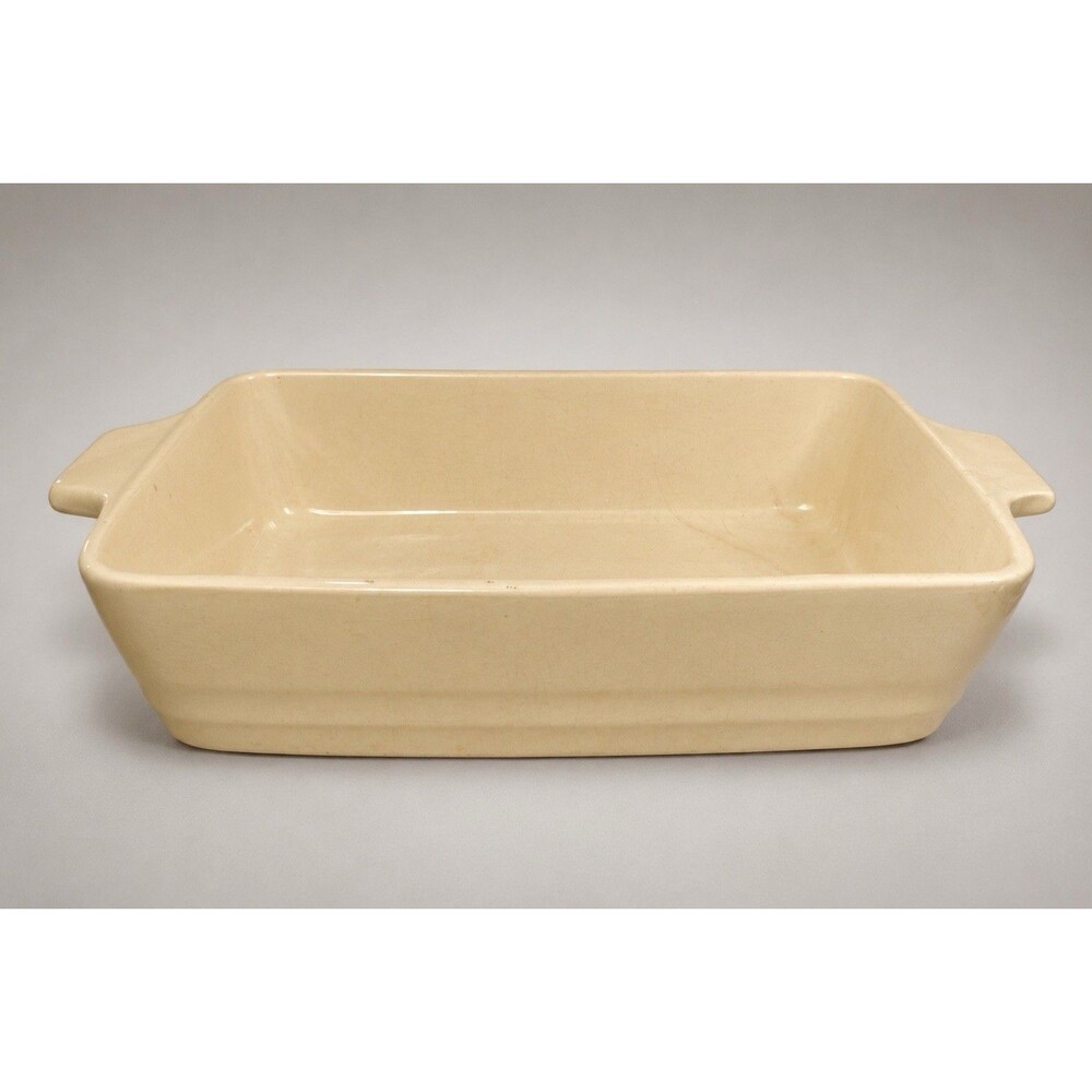 Vintage McCoy 1809 Rectangular Casserole Baking Dish Beige Ivory USA Pottery